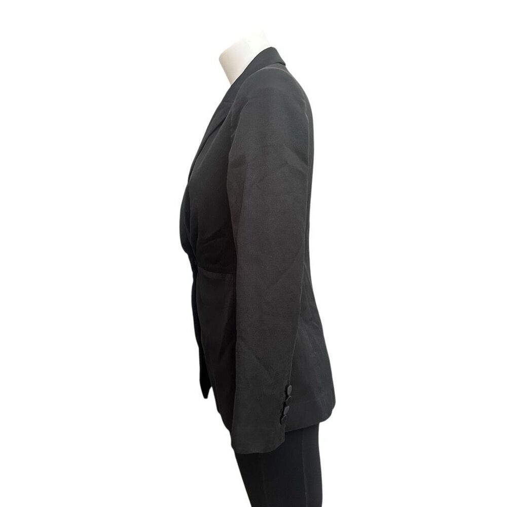 Rebecca Taylor Black Notched Collar Pleated Ruched Front Blazer Jacket sz 2 - Picture 4 of 10